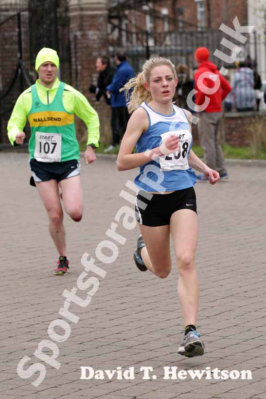 Chloe Price (Durham City) finishing 2nd woman in the Wallsend Harriers Terry O'Gara Memorial 5k Road Race.